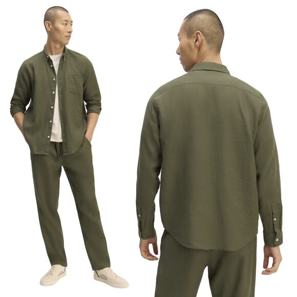 Everlane Green 100% European Flax Linen Shirt Long Sleeve Button Down Collared-M - Picture 1 of 6